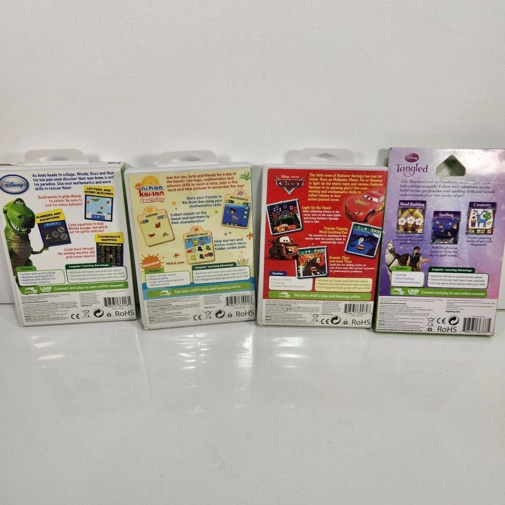 LeapFrog‎ Leapster Lot Of 4 Cartridges Toy Story 3/ Cars/ Tangled/ Niaho Kai Lan